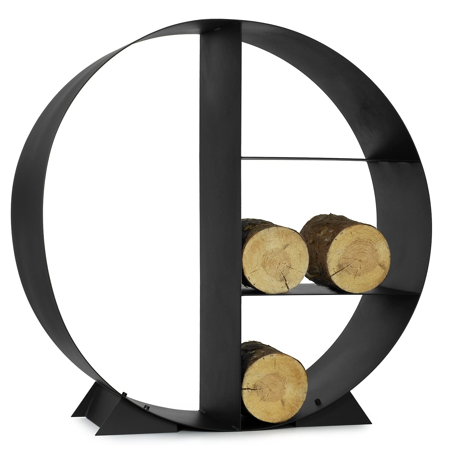 Moritz Kaminholzregal 4 Fächer 78 cm Metall schwarz Brennholzregal innen | Feuerholzregal und Kaminholzständer als Design-Stück, dekorative Holzaufbewahrung für Wohnzimmer, Kamin, Ofen und Veranda