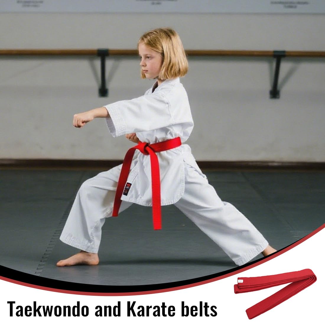 1 pcs Ceintures D'arts Martiaux, Rouge Ceintures de Judo, Ceinture de taekwondo professionnelle pour karaté ceinture de sport Ceinture Accessoire de sport de combat Taekwondo, 220cm - 4