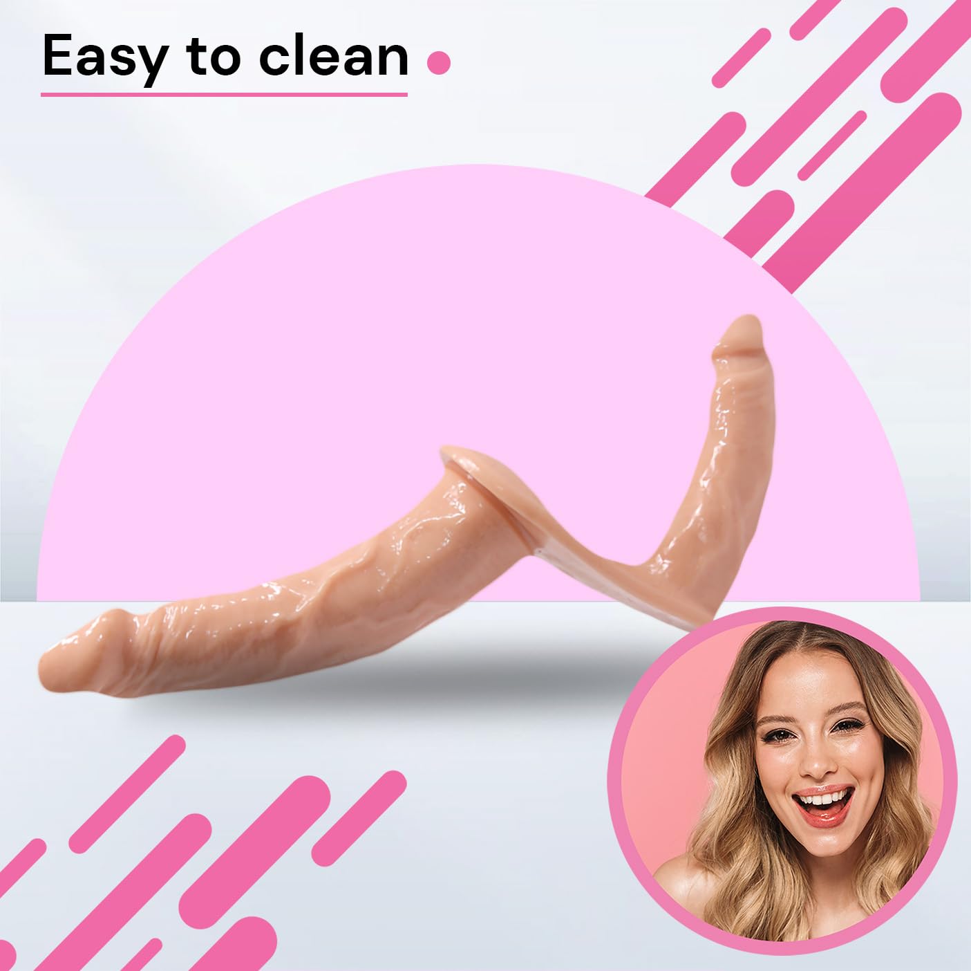 FOPS Doppio Dildo Strap On per Coppie Uomo Donna in ABS TPR Regolabile 13.5x3.4cm Esterno 10.2x2.8cm Interno Massimo Piacere Intenso Versatile Anale Gay Lesbica Pegging D42