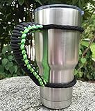 MOCE Handmade Paracord Handle for Yeti/Rtic/Ozark Trail Rambler 30 Oz Tumbler. Green/Black