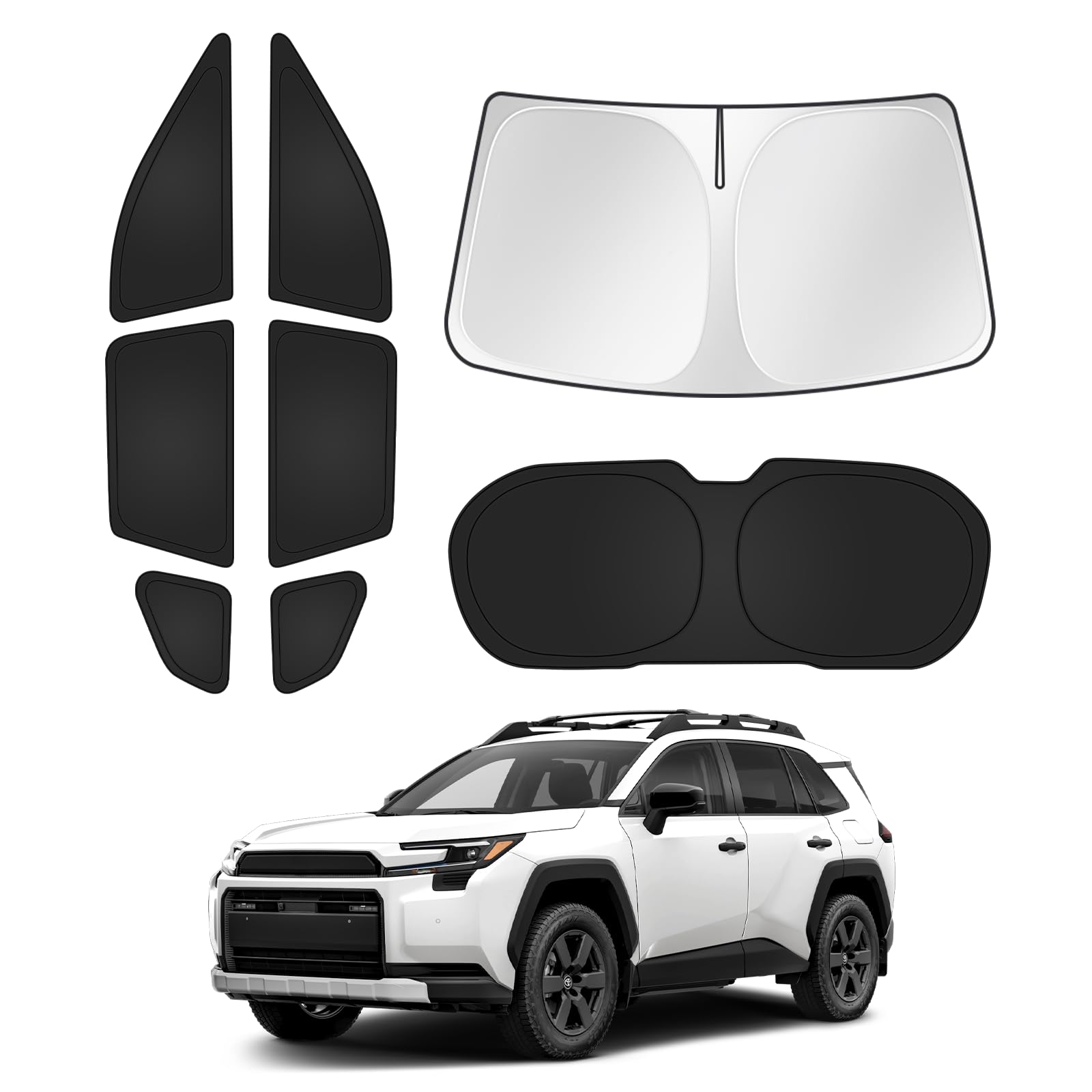 Canvcle Window Shades for 2026 Toyota RAV4 Accessories Windshield Sun Shade Side Rear Window Covers Sunshade Sun Visor Shield Privacy Protection for Camping Keep Vehicle Cool Black 8PCS