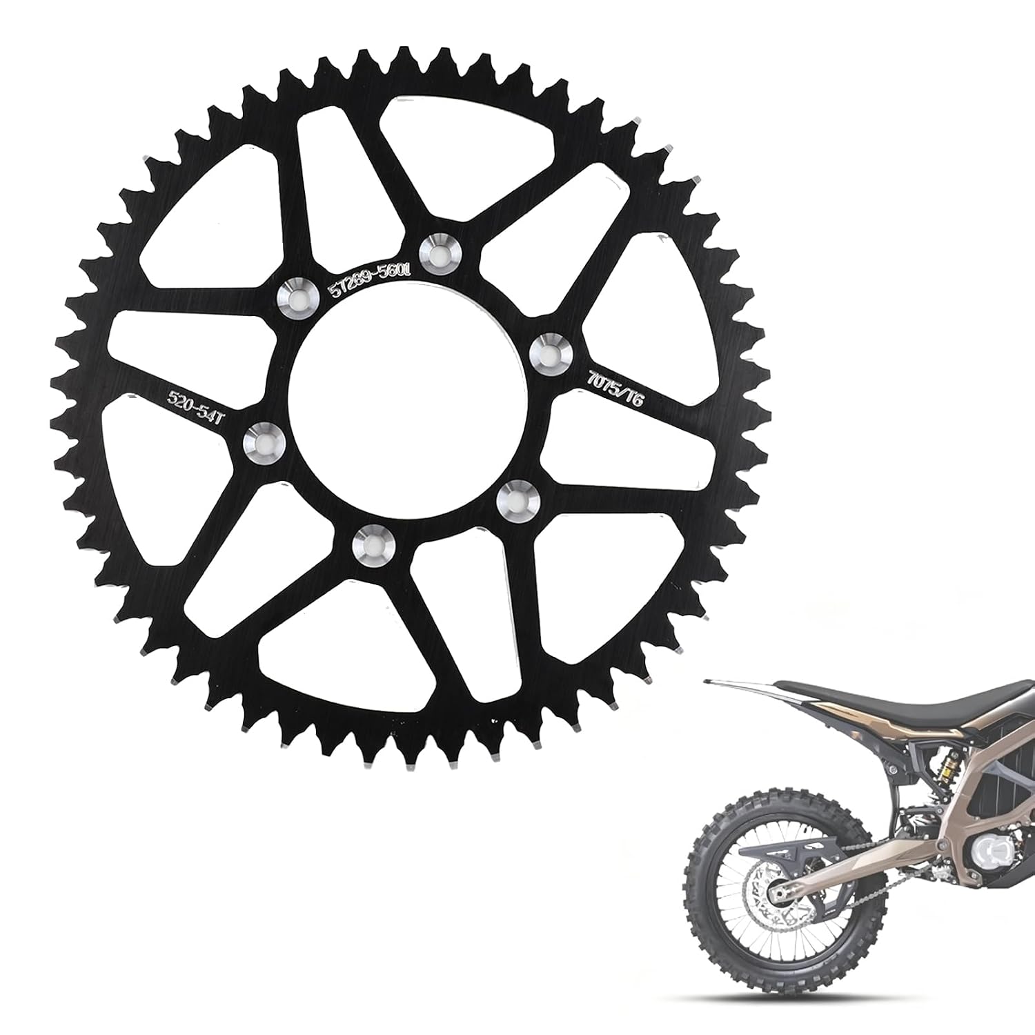 54T Sprocke CNC for Surron Ultra Bee,Motorcycle Rear Sprocke 7075 Aviation Aluminum Alloy for Electric Dirt Bike Sur Ron Ultra Bee