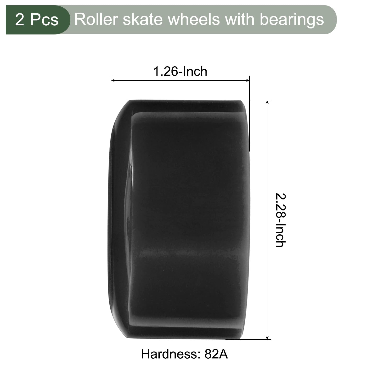 YOKIVE 2 Pcs Roller Wheels, 82A Skate Roller Replacement with Bearings Skateboard Replace, Great for Outdoor Indoor (Black, 1.3 x 2.3)