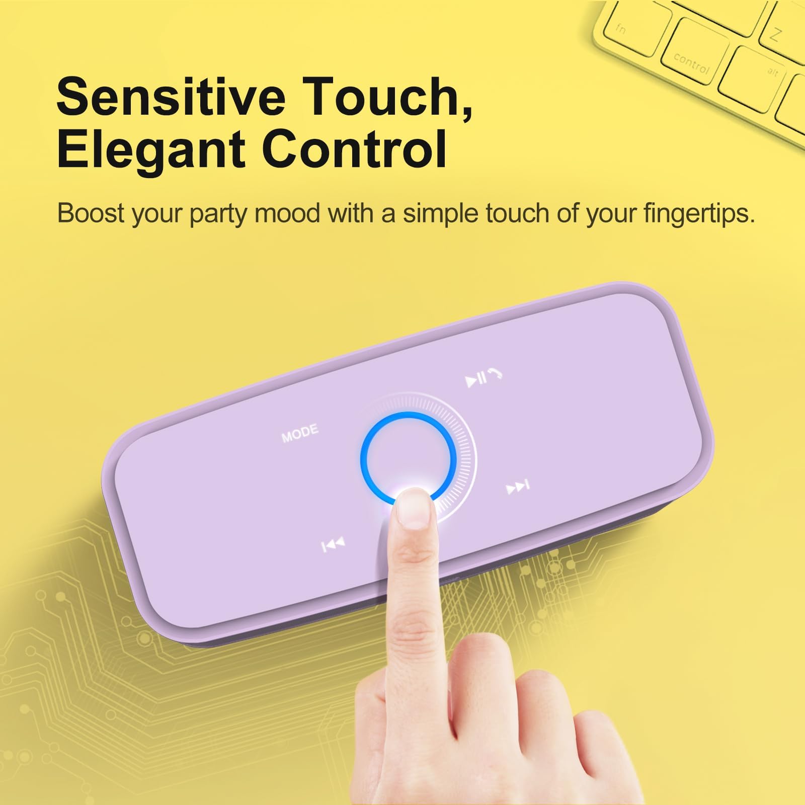 DOSS SoundBox Touch Wireless Bluetooth Speaker with 12W HD Sound and Bass, IPX5 Water-Resistant, 20H Playtime, Handsfree, Portable for Office, Home, Outdoor, Travel-Purple