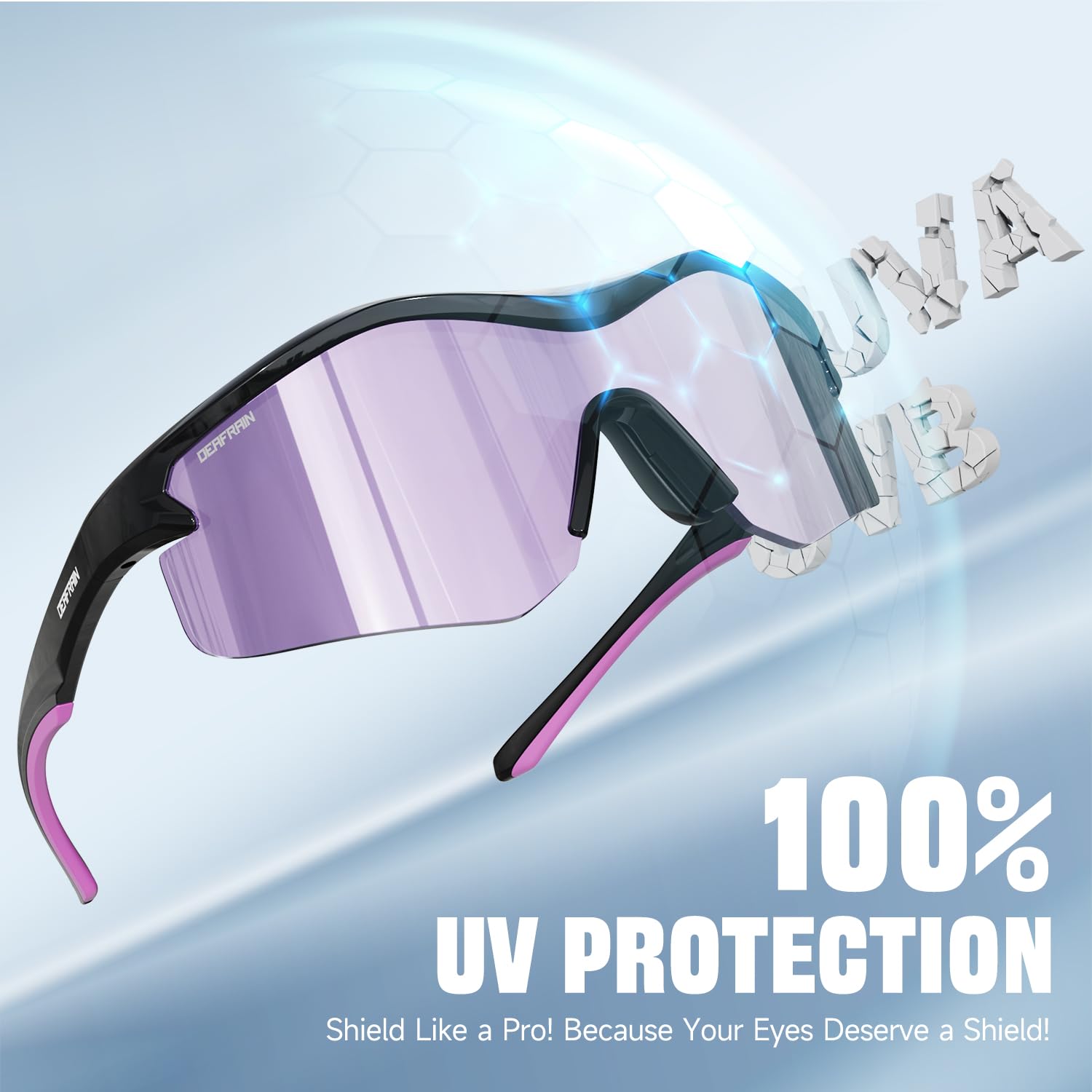 DEAFRAIN Sportowe okulary przeciwsłoneczne dla mężczyzn kobiet ochrona przed promieniowaniem UV okulary do biegania do baseballu kolarstwa wędkarskiego TR90 nietłukąca się oprawka