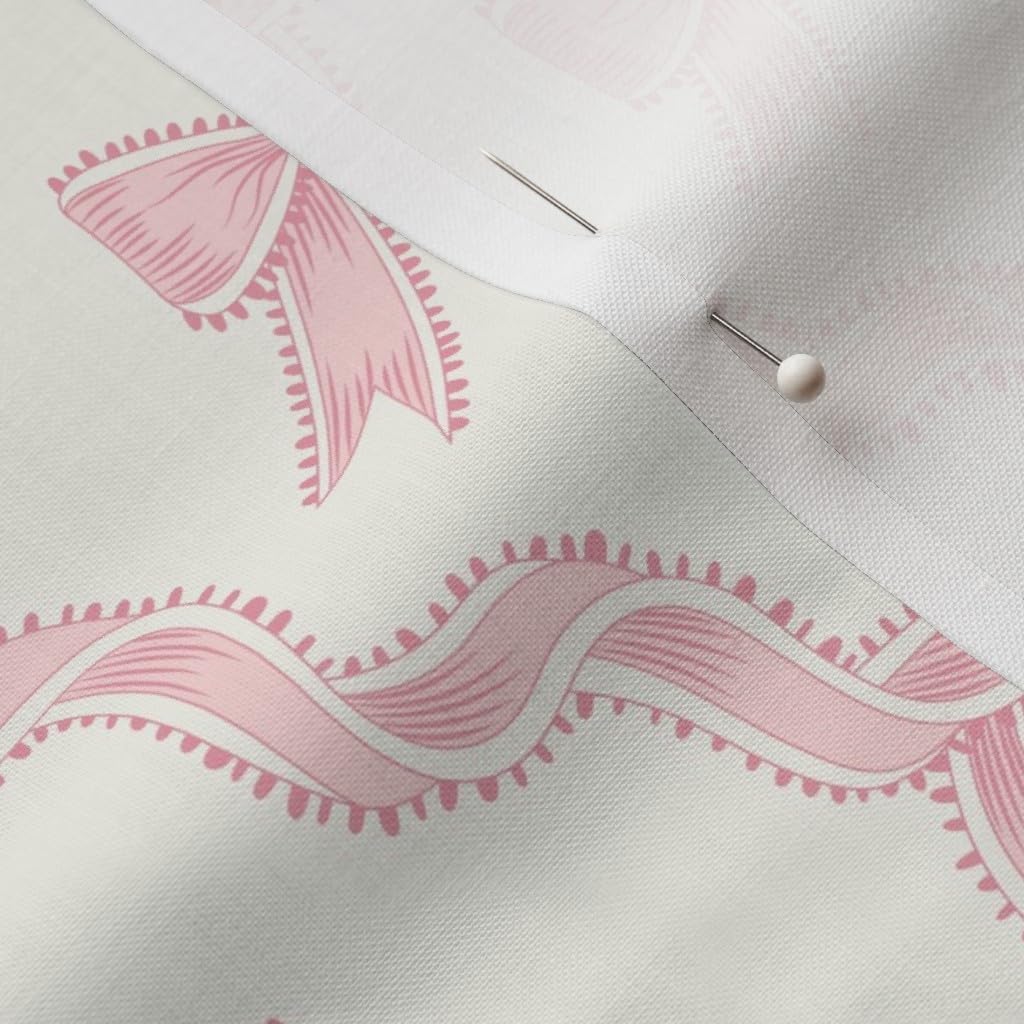 Spoonflower Fabric - Pink Bow Ribbon Trellis Pastel Baby Grandmillennial Chinoiserie Printed on Petal Cotton Fabric by The Yard - Sewing Quilting Apparel Crafts Decor