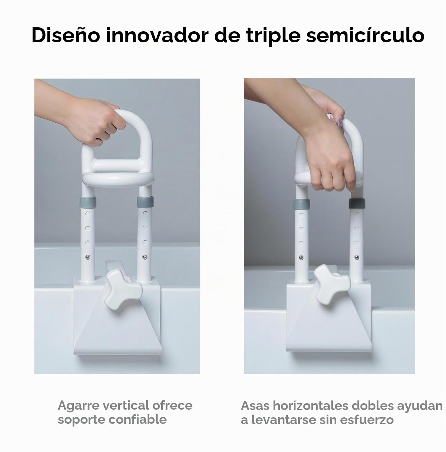 Asa Bañera Regulable 8-17 cm, Agarraderas Baño, Barra Bañeras Seguridad Sin Taladrar, Ayuda para Entrar en la Bañera, Asa de Seguridad Baño para Mayores, Discapacitadas, Embarazadas