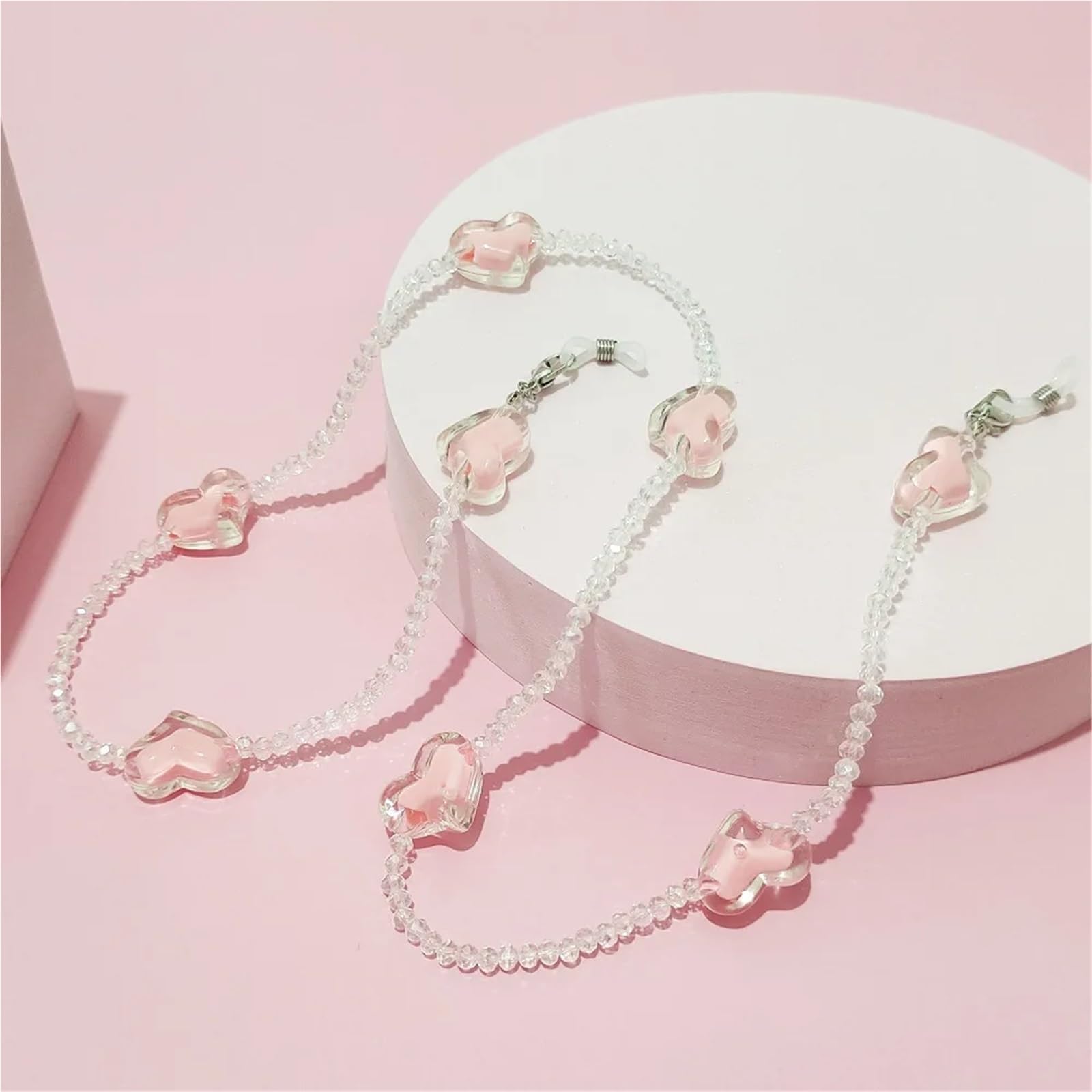 Chaîne De Lunettes Soleil 2 Pièces, Masque En Cristal Rose Pour lunettes | Accessoires de lunettes for femmes, cordon de sangles for lunettes