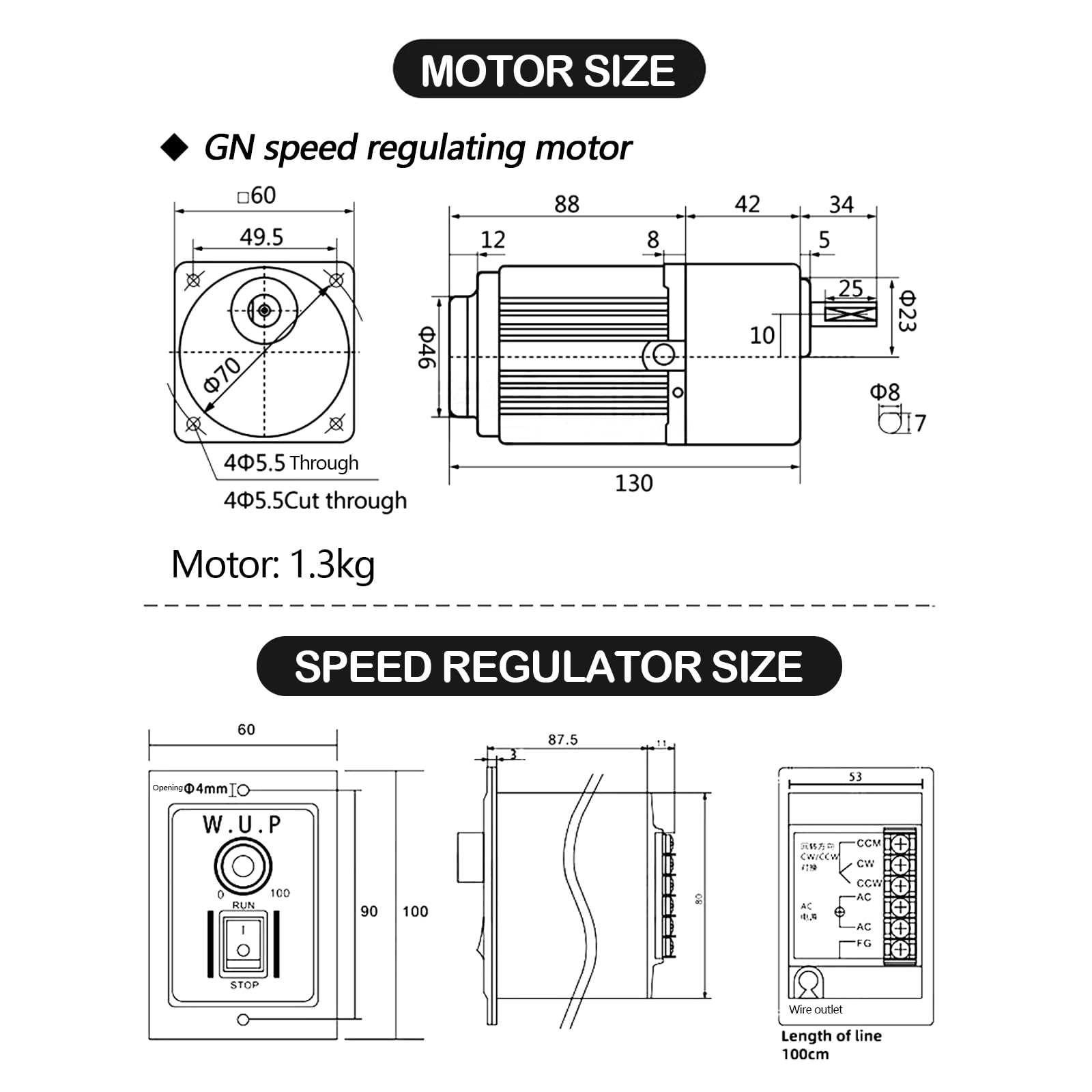 Moteur à Engrenages Électrique, Moteur à Courant Alternatif 6W 220V 0-135 Tr/Min (10k), 8 Nm, Régulateur De Vitesse Réglable En Continu Fonctionnement RéVersible Avant Et Arrière