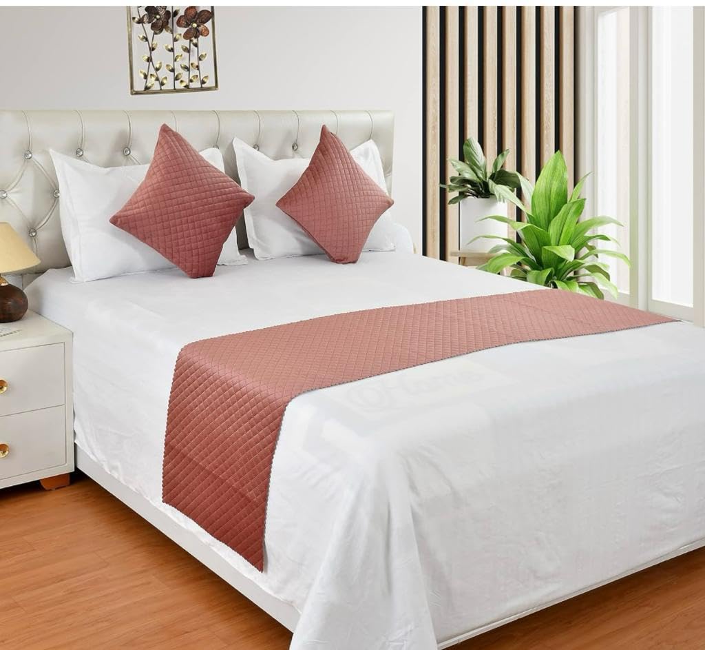 Cosy CORNER Bed Runner, Microfiber, Diamond Quilted Pattern, Reversible, Modern Geometric Style, for Bedroom-image-20