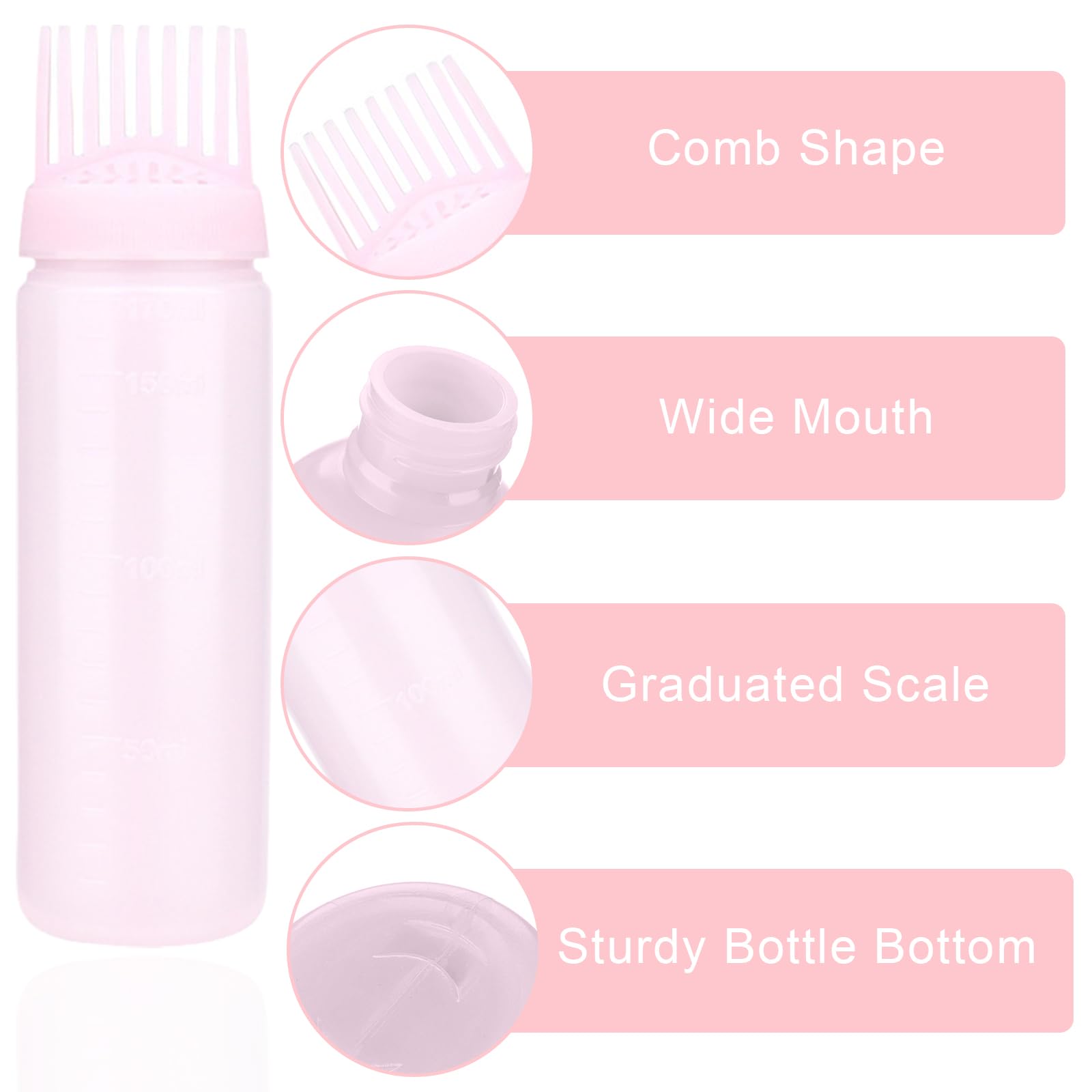 Applicateur Huile Cheveux, 2 Pièces Pinceau Coloration Cheveux, Flacons Applicateurs en Plastique, Peigne de Racine Applicateur, Bouteille de Teinture pour Cheveux avec Brosse