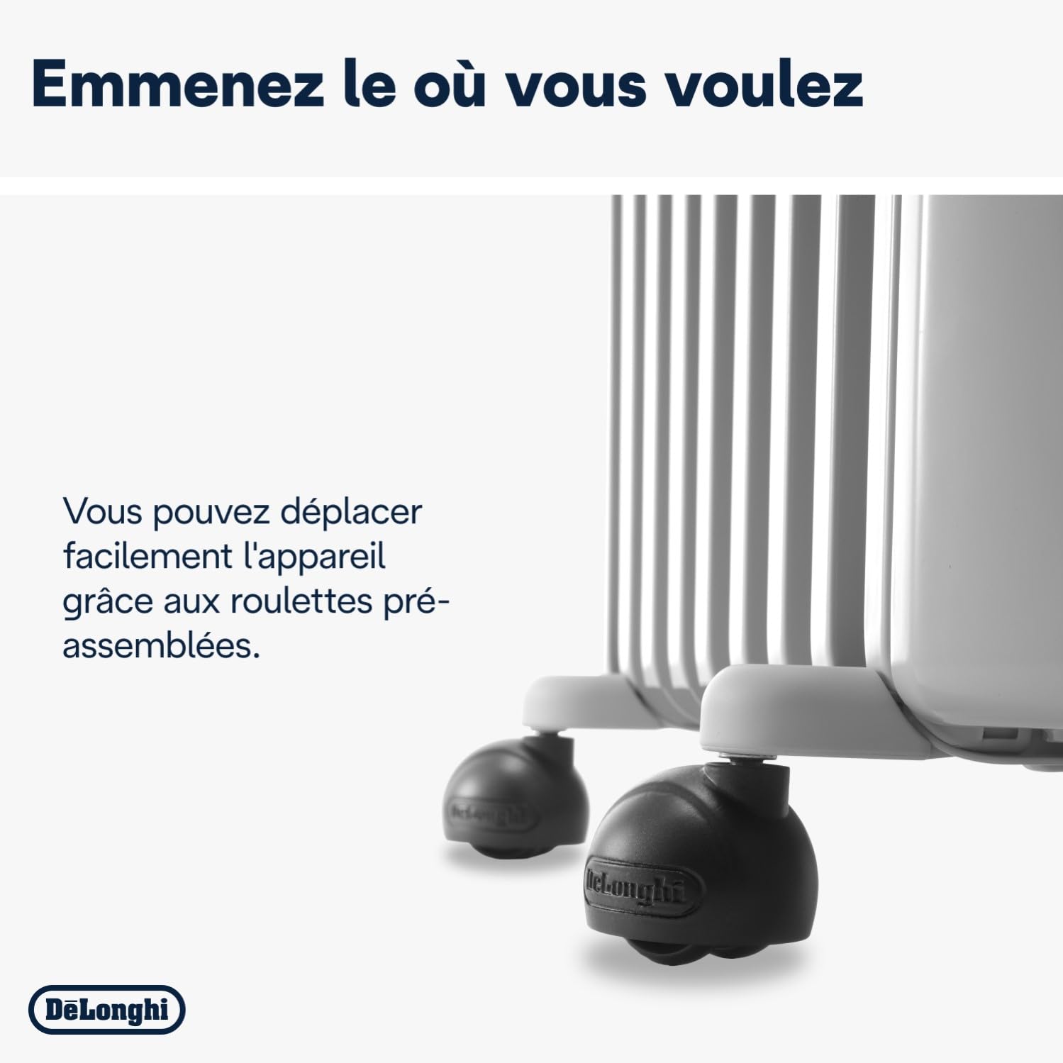 De'Longhi Radia S - Radiateur à Huile pour Pièces jusqu'à 60m³, Chauffage Électrique avec Thermostat de Sécurité, 9 Éléments, Chauffage Personnalisé avec Antigel, Portable, 2000W, Blanc (TRRS0920)
