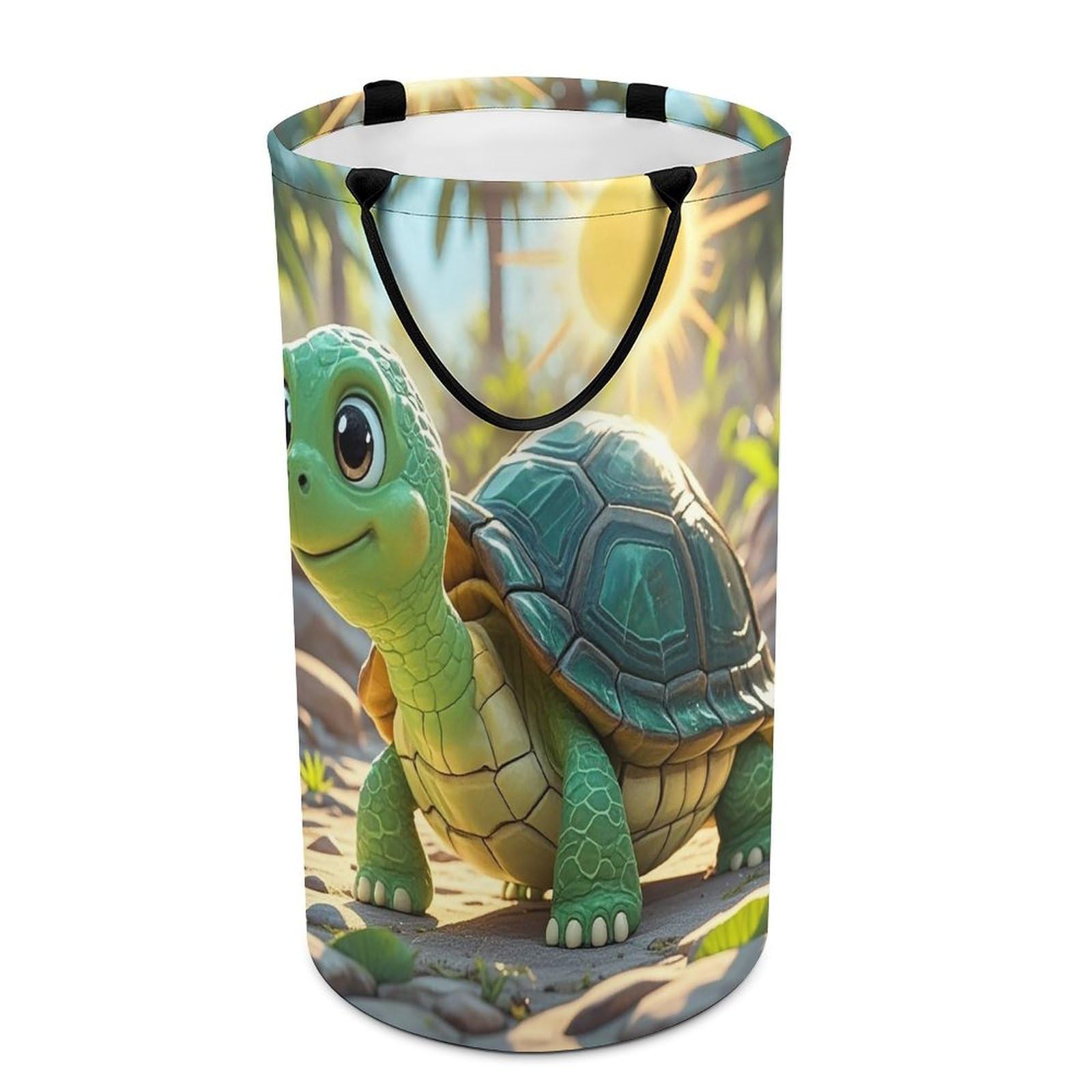 Fodpand Style Turtle Laundry Basket With Handle Foldable Laundry Hamper Narrow Laundry Bag For Bedroom, Bathroom, Laundry Room 15.7X27.2 In