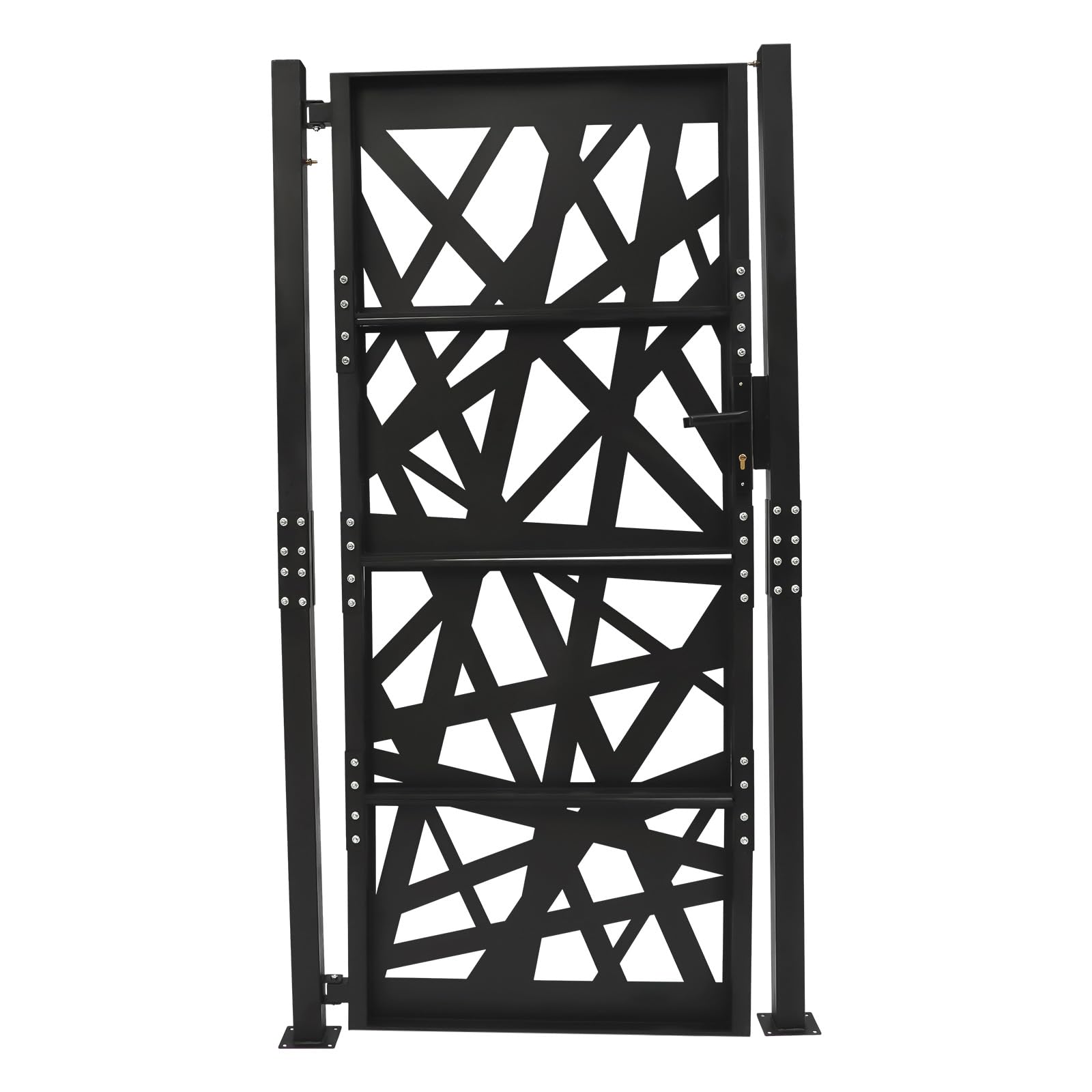 Portail de jardin 105 x 200 cm en acier avec clé Portail d'entrée 180°
