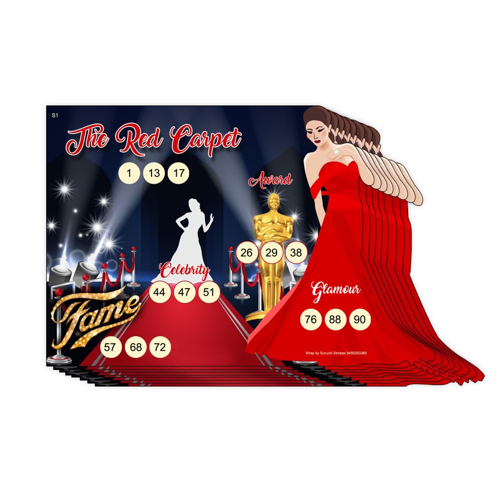 Buy Suruchi Strokes Red Carpet Theme Tambola Tickets, New Bingo, Housie  Games, Cine Awards Collection, Designer Printed kukuba for Fun Party (20  Tickets) Online at Low Prices in India
