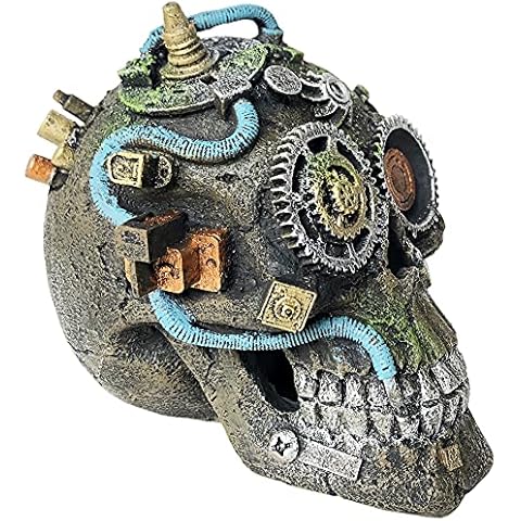 SLOCME Aquarium Mechanical Skull Decoration Pirate Ornament - Fish Tank Cave Landscape Pet Reptile Skull House Cover