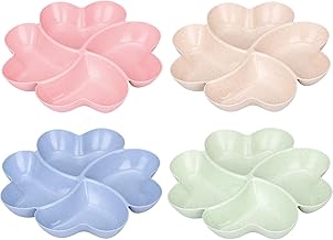 Aprilye 4 Pieces Plastic Fruit Plates Candy Plates Trays and Plates with Snack Compartments