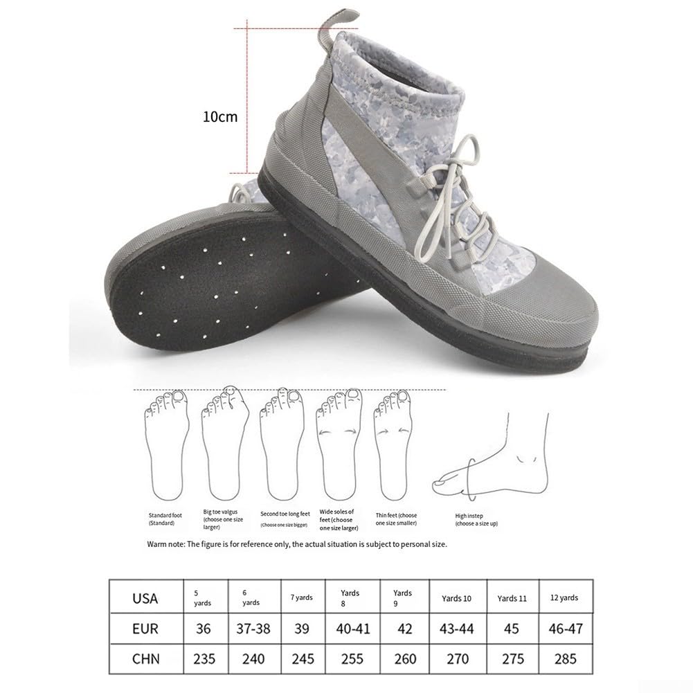 Botas de neopreno con suela de fieltro para pesca en roca, zapatos de playa antideslizantes con agujeros de drenaje, transpirables para calcetines acuáticos, banda de rodadura de río de