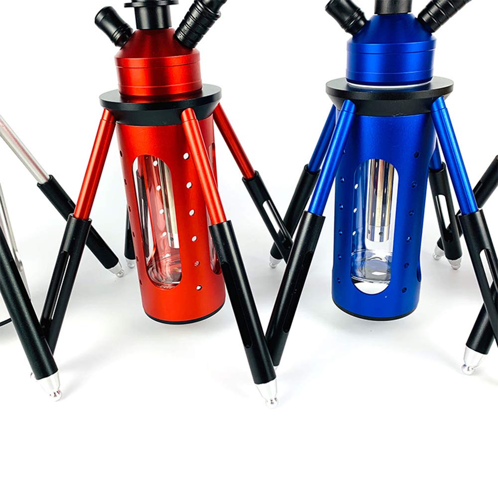 Pipa de cachimba Shisha de Manguera única con un tazón, Rejilla de carbón, Abrazadera de carbón y Accesorios de Papel de Aluminio con Aislamiento térmico Kit de Inicio Completo,Rojo