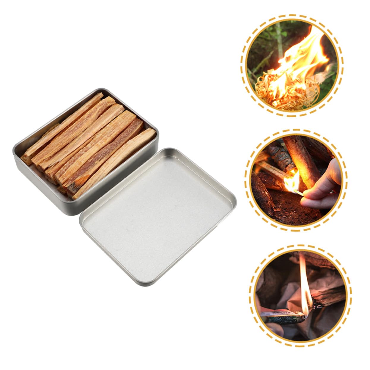Kit Bois Allume-feu Naturel pour Camping et Barbecue Bâtons de Bois Secs Instantanés Combustion Longue pour Survie Extérieure et Feu Cheminée