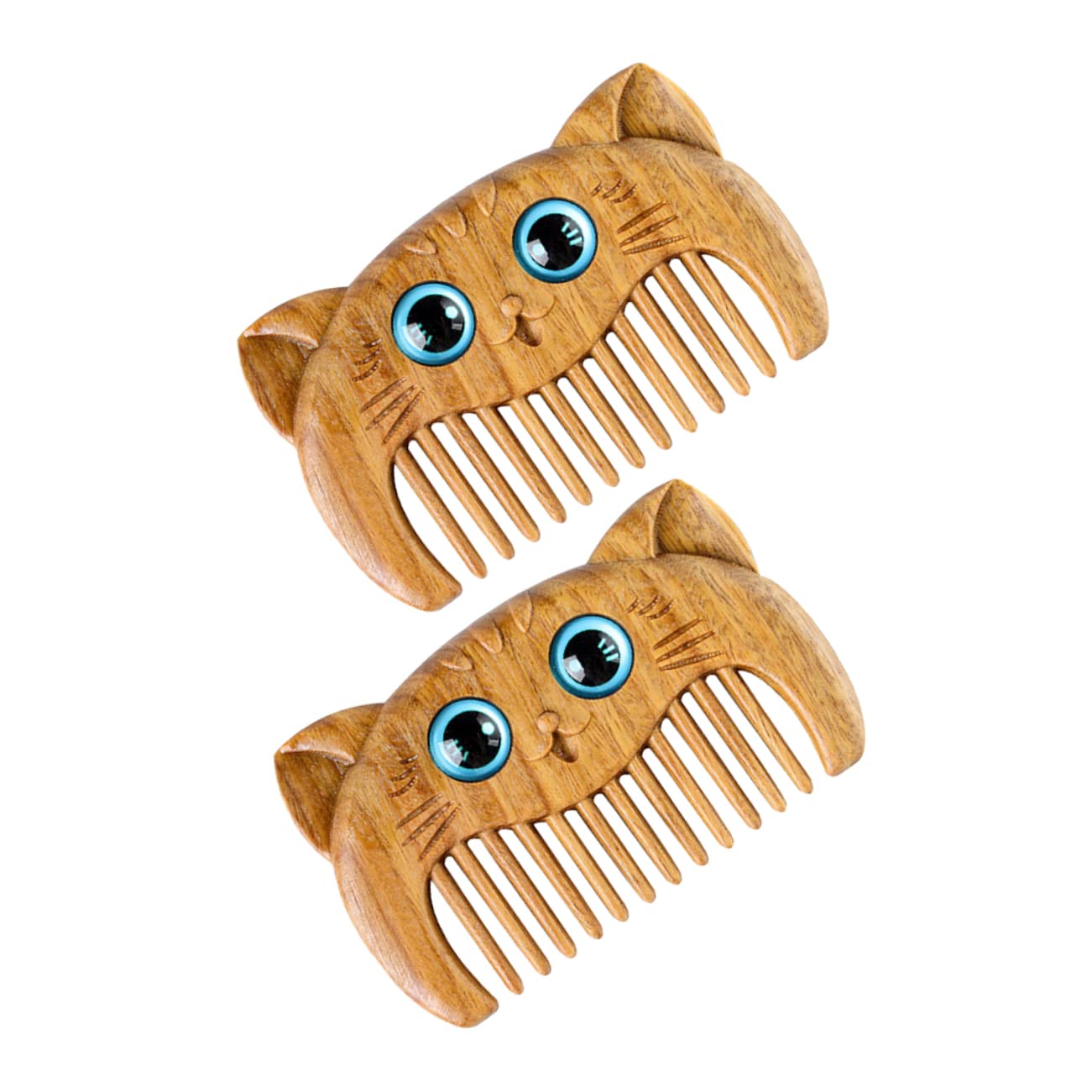 IWOWHERO Pet Grooming Combs for Cats 2pcs Green Sandalwood Comb Safe Comfortable