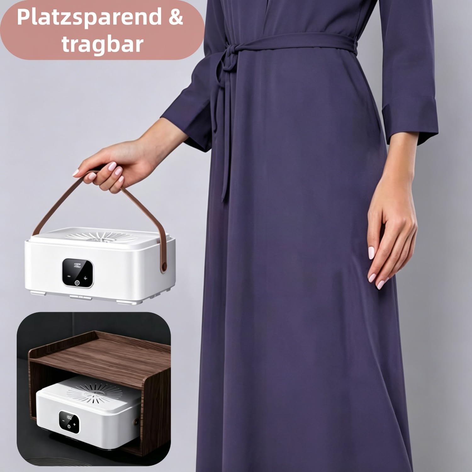 Hooha Asciugatrice piccola, capacità 10 kg, silenziosa, con timer, sterilizzazione UV, spegnimento automatico e telecomando, per viaggi, appartamenti, viaggi d'affari, hotel e dormitori