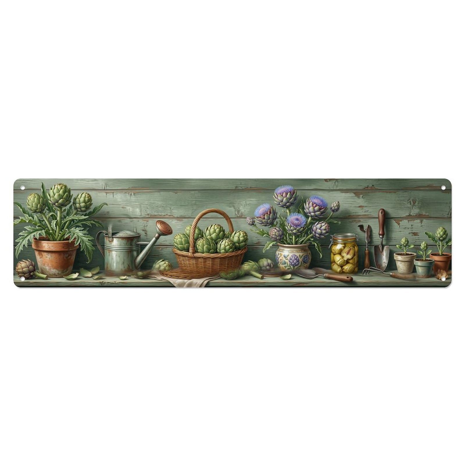 Garden Tools Vintage Artichoke Vegetable Pattern Metal Tin Sign