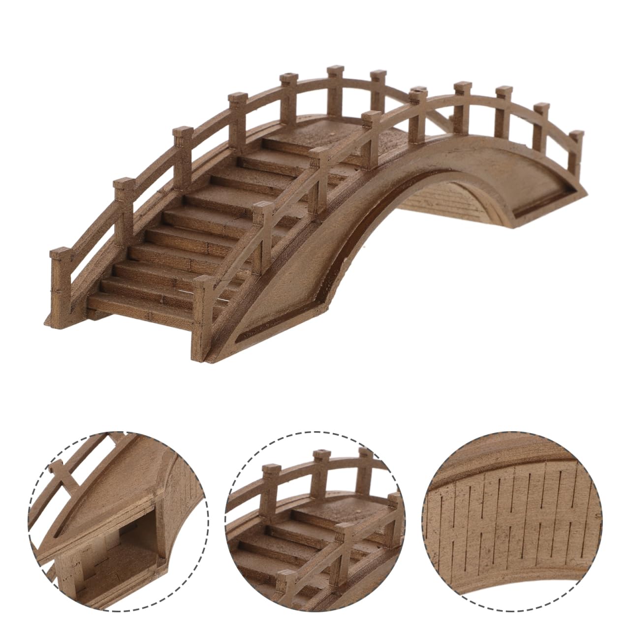 Abaodam Miniatur Holzbogenbrücke Aus Massivem Holz Für Mikro Gartenlandschaften Mit Holzplanken Brückendekoration Für Miniaturszenen Und Bonsai