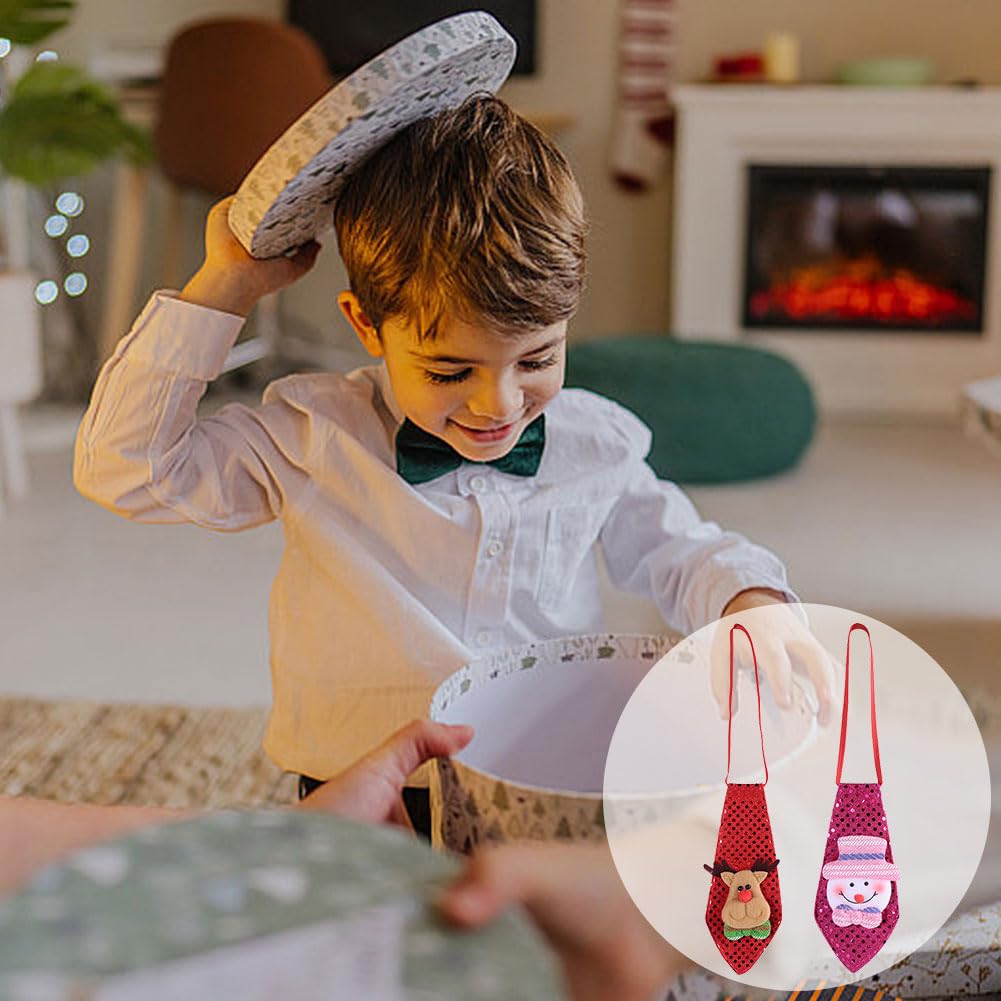 3 Piezas Corbatas De Moda Decoraciones Navideñas,Corbatas De Tela Para Fiestas Navideñas,Corbatas Para Niños Y Niñas Dibujos Animados,Corbata Infantil Navidad Santa,Para Escolar Uniforme Fiesta,Kiuiom