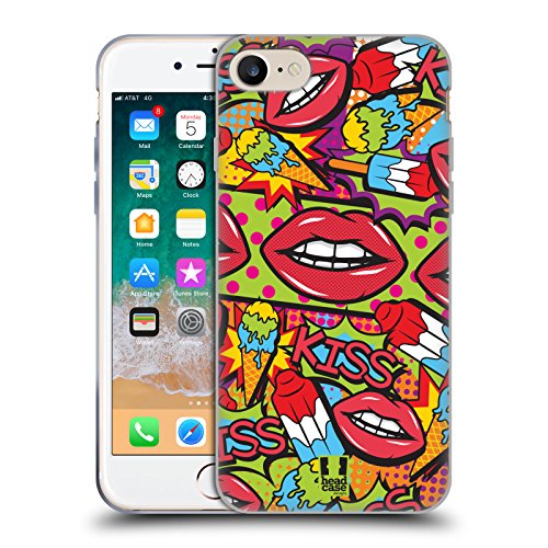 Head Case Designs Labios Sensuales Arte Pop Caso Funda de Gel Suave Compatible con Apple iPhone 7/8...