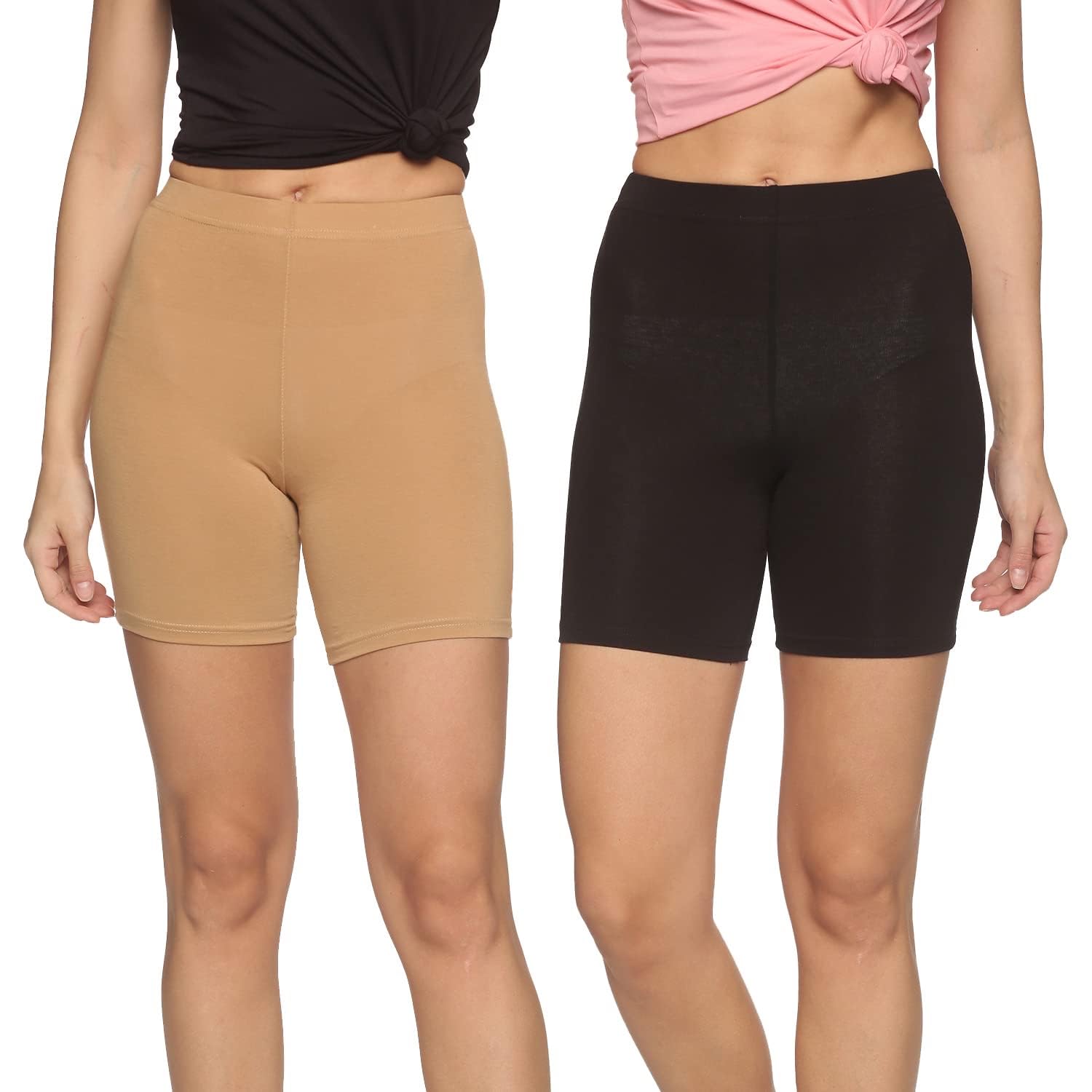 NISHA D ENTERPRISE Women's Cotton LycraSolid Full Coverage Regular Wear Lightly Long Panty Pack of 2 (N_D_E_002493)