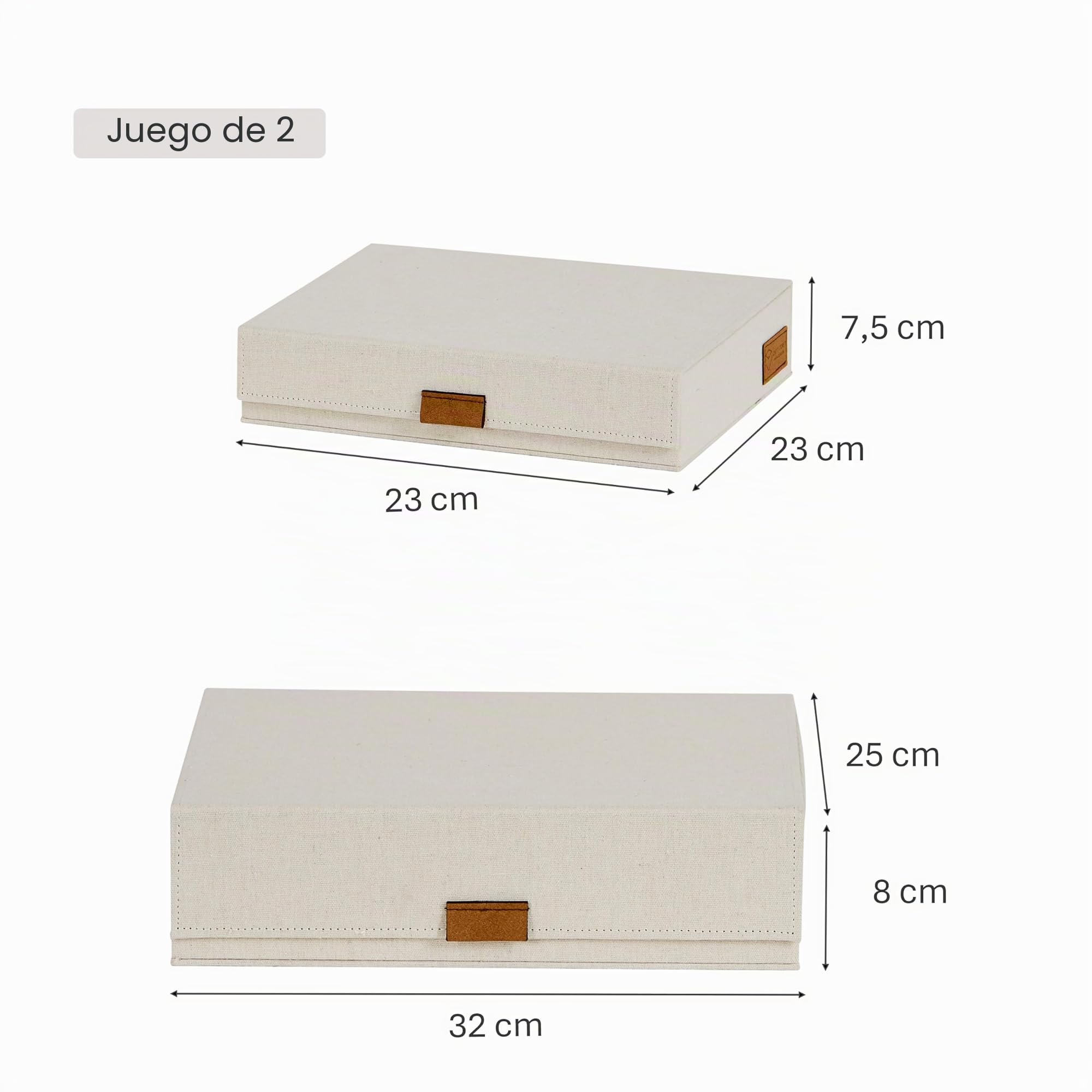 LOVE !T STORE !T 2 cajas de almacenamiento premium con tapa – Caja de documentos – A4 – Tela de lino – Cierre magnético – Tapa abatible – Beige – 28 x 23 x 6 cm & 31 x 25 x 8 cm | Caja organizadora con tapa magnética de lino, ideal para papel A4, 2 cajas