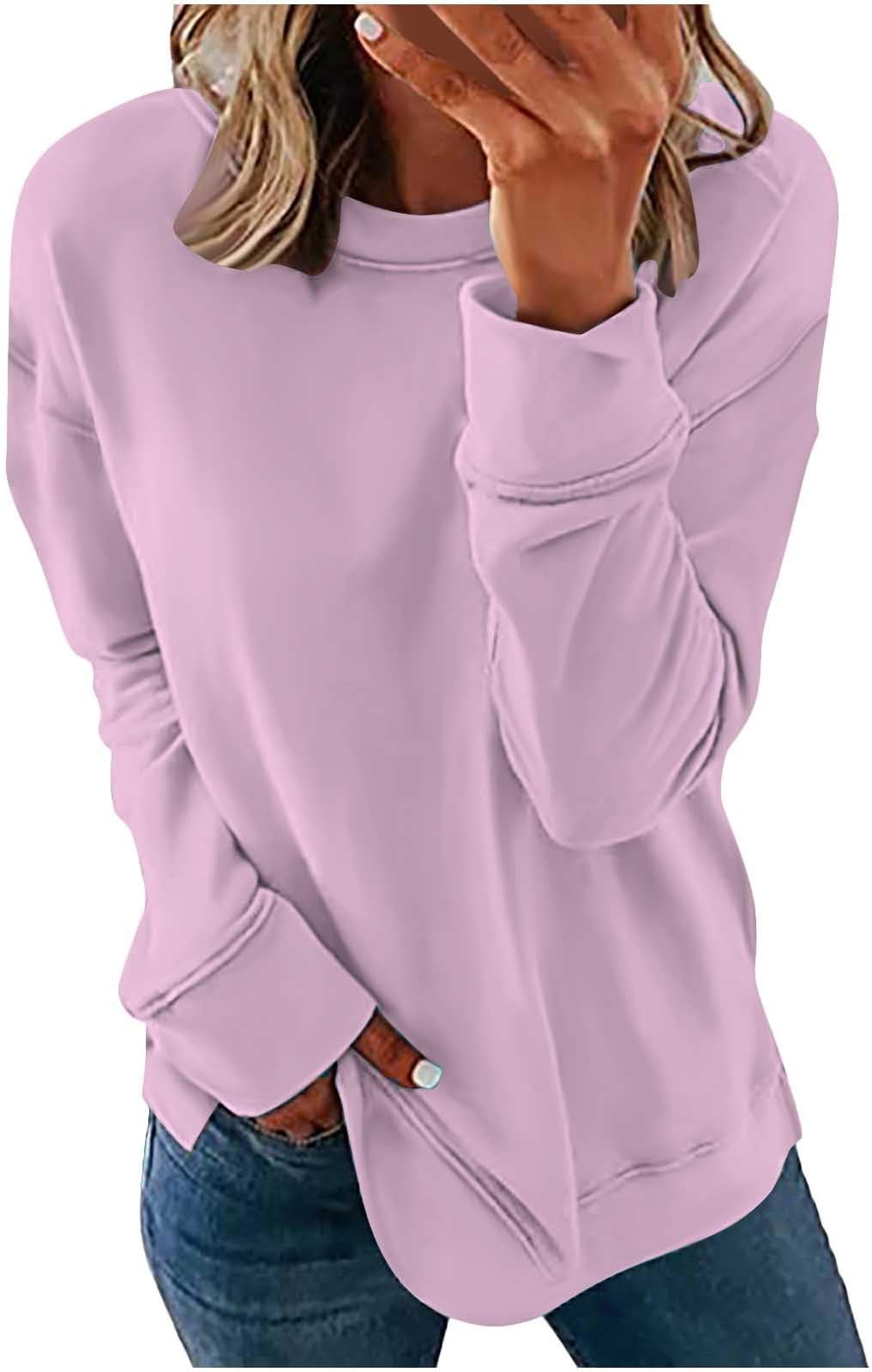 Ganfancp Sweatshirts For Women Loose Fit Striped Long Sleeve Crew Neck Sweatshirt Casual Loose Oversized Pullover Tops Fall
