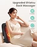 Snailax Massager du dos avec chaleur, masseur du cou inférieur du dos Shiatsu pour tissus profonds, 3D Oreiller de massage pour les jambes d'épaule de cou arrière