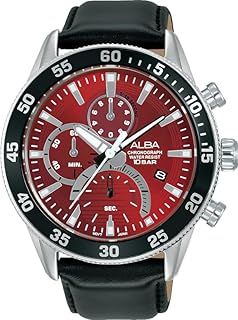 ساعة جي ال اكتيف للرجال من البا، بمينا بلون أحمر، AM3899X