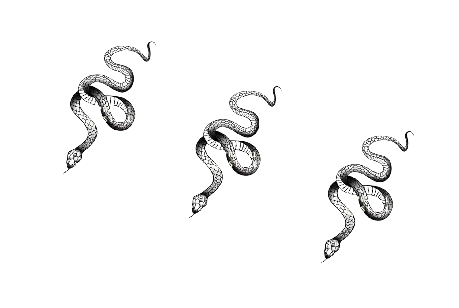 Fashion Realistic Big Size Black Snake Temporary Tattoo Stickers for Women Men Waterproof Fake Tattoo Waist Body Forearm Arm (Pack of 10)