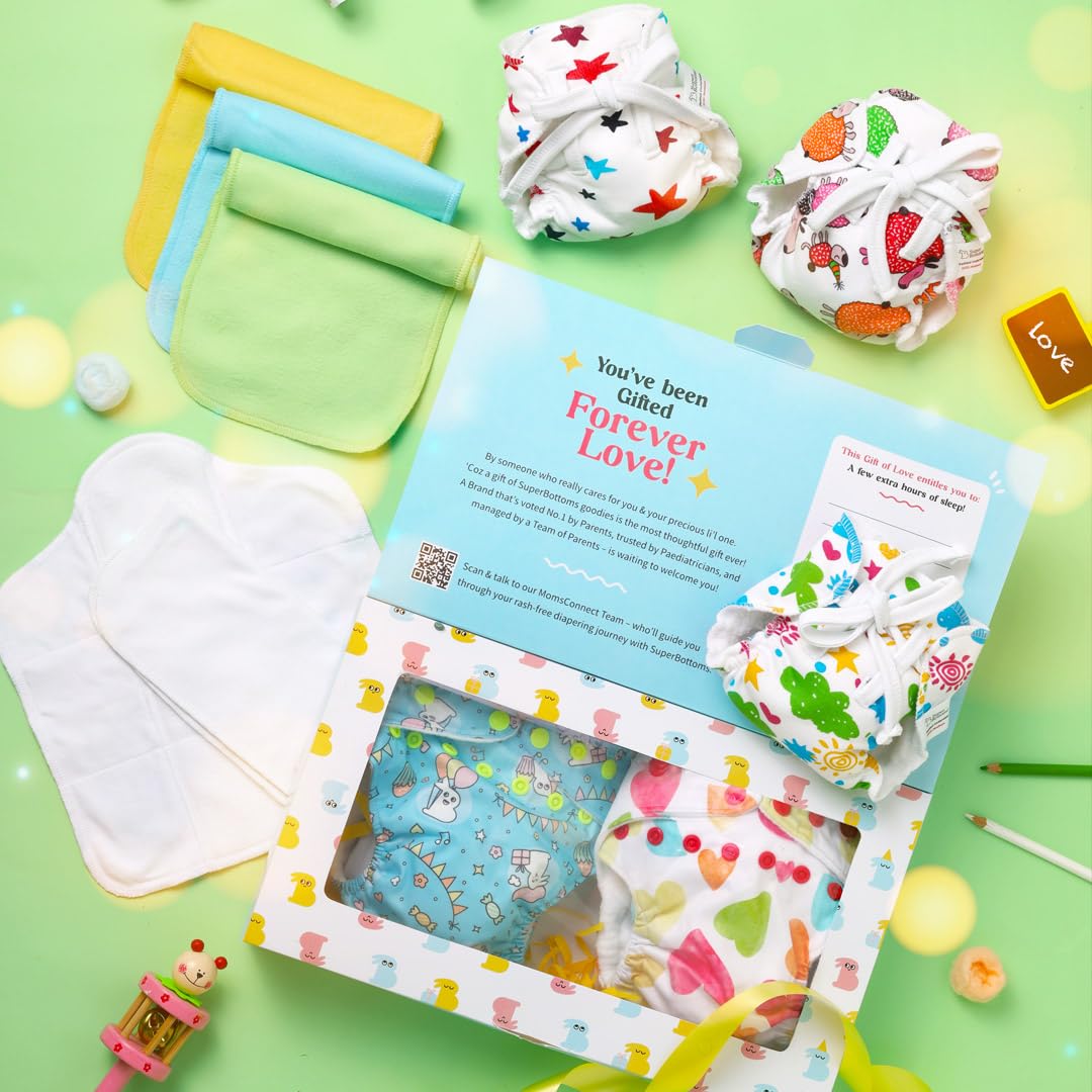 SuperBottoms Baby Diapering Mega Gift Pack | For 3 months - 9 months | Pack of 9 Items | Cloth Diapers | Softest Baby Langots | Baby Shower Gift | Baby Gift Set For Newborns | Newborn Baby Gift-image-16