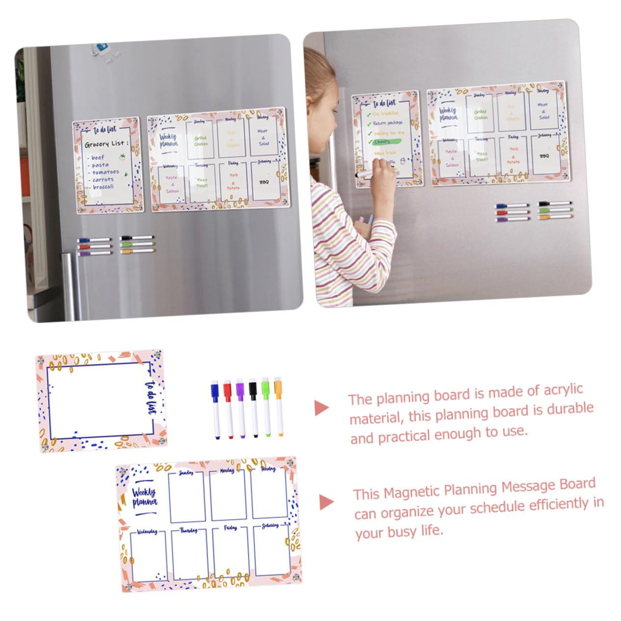 Tofficu Magnetische Trockenlöschtafel Für Kühlschrank To-do-liste Planungstafel Nachrichtentafel Wiederverwendbar Leicht Zu Reinigen