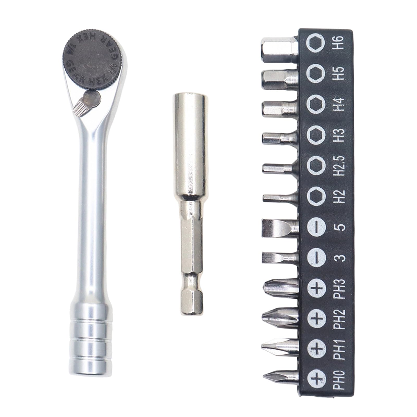 Msioytog H Kuan Ratchetsing Mechanism Screwdriver 2 Side Head 1/4 Drive Ratchets Handle Alloy Steel For Diyer Projects Ratchets Wrenches Set