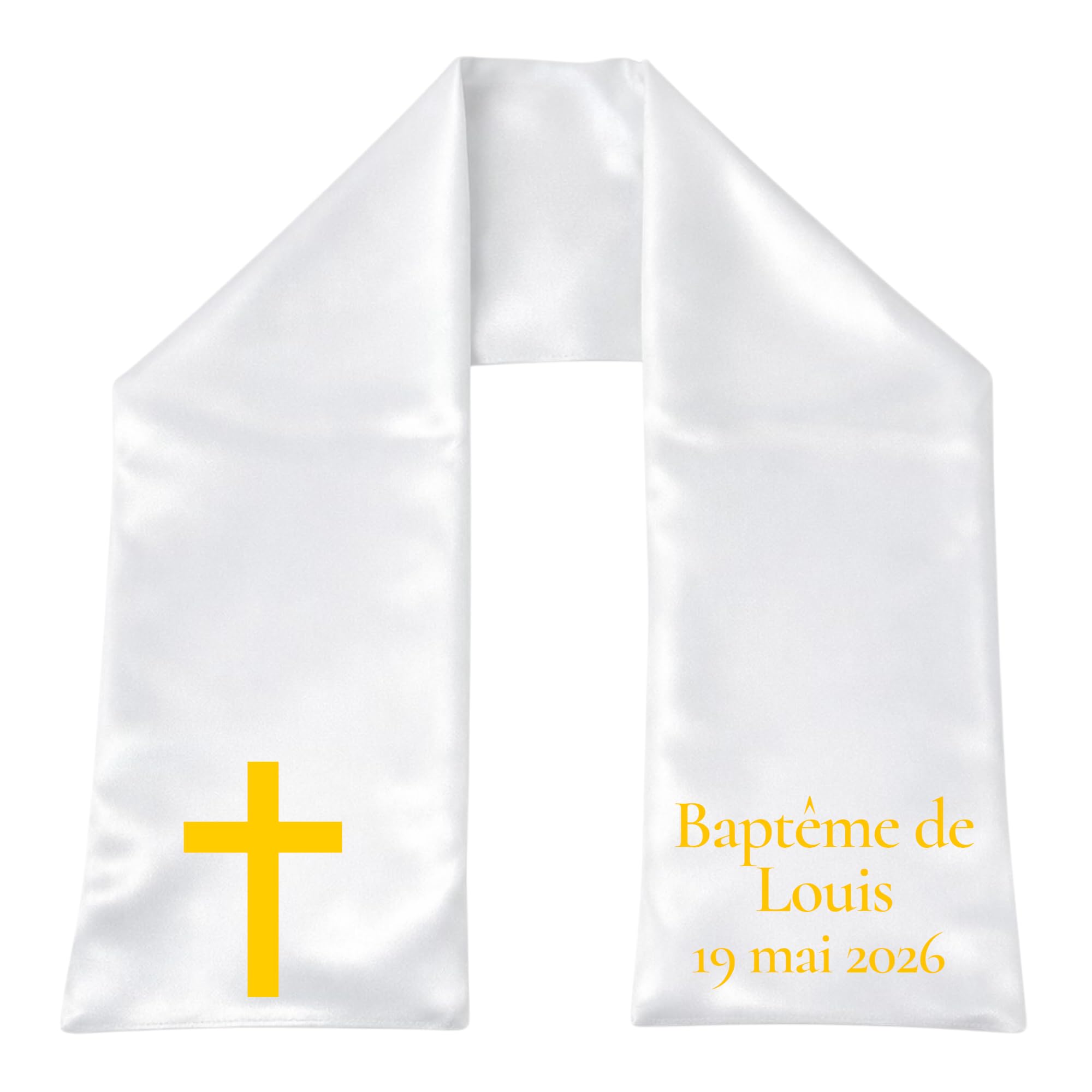 Générique Écharpe de Baptême Satiné Religieuse Personnalisée Fait Mains Plusieurs Modèles Bébé/Enfant - Cadeau Baptême