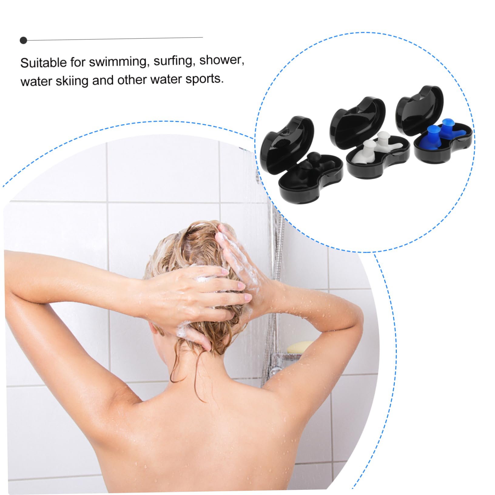 PLAFOPE Silicone Swimming Ear Plugs for Adults 3 Pack Waterproof Ear Protectors Ergonomic Design