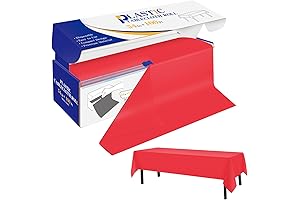 Plastic Table Cover Roll 54in x 100ft, Disposable Tablecloths with Slide Cutter