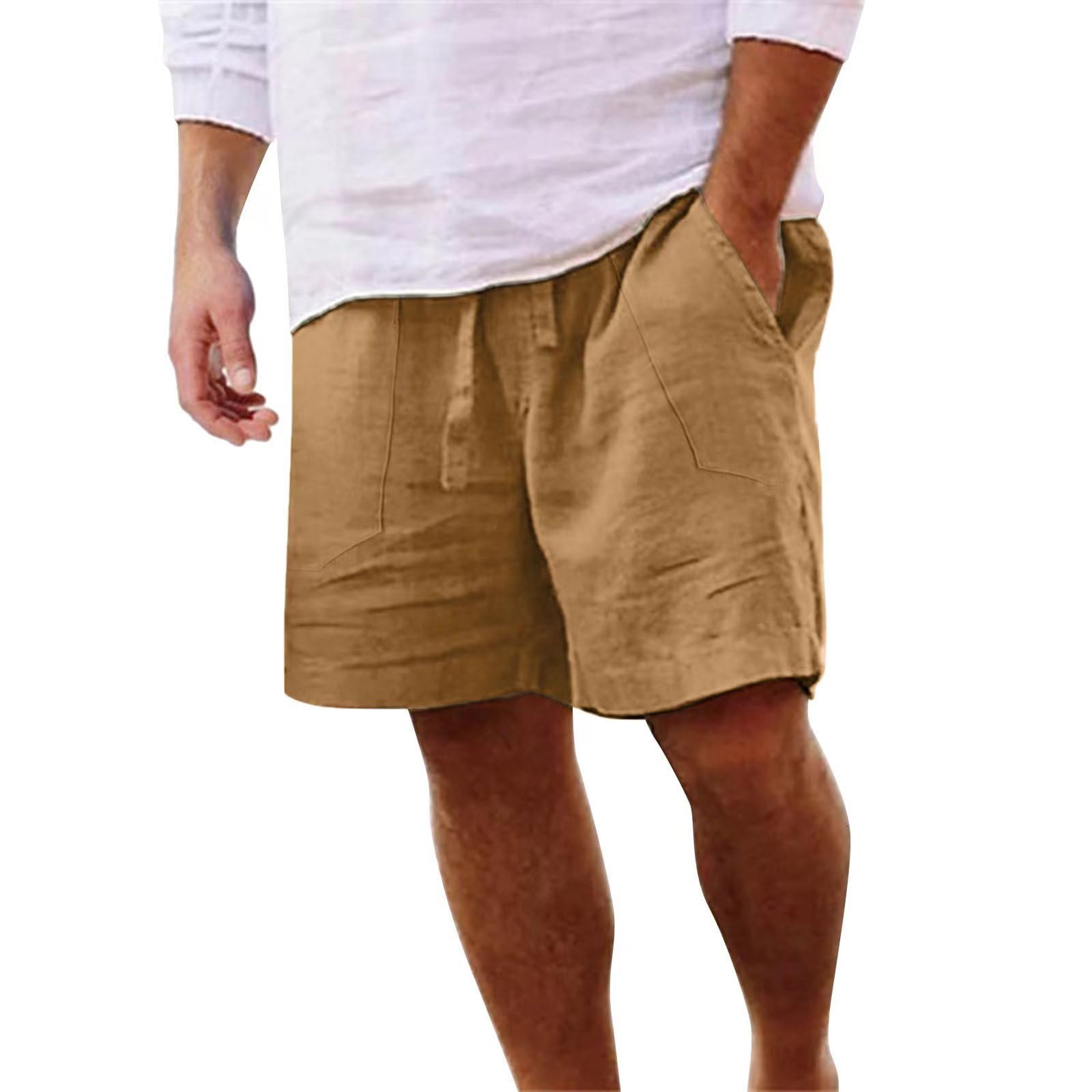 Yageshark Shorts Herren Sommer aus Leinen Leichte Luftige Einfarbige Lockere Passform Freizeit Kurze Hose