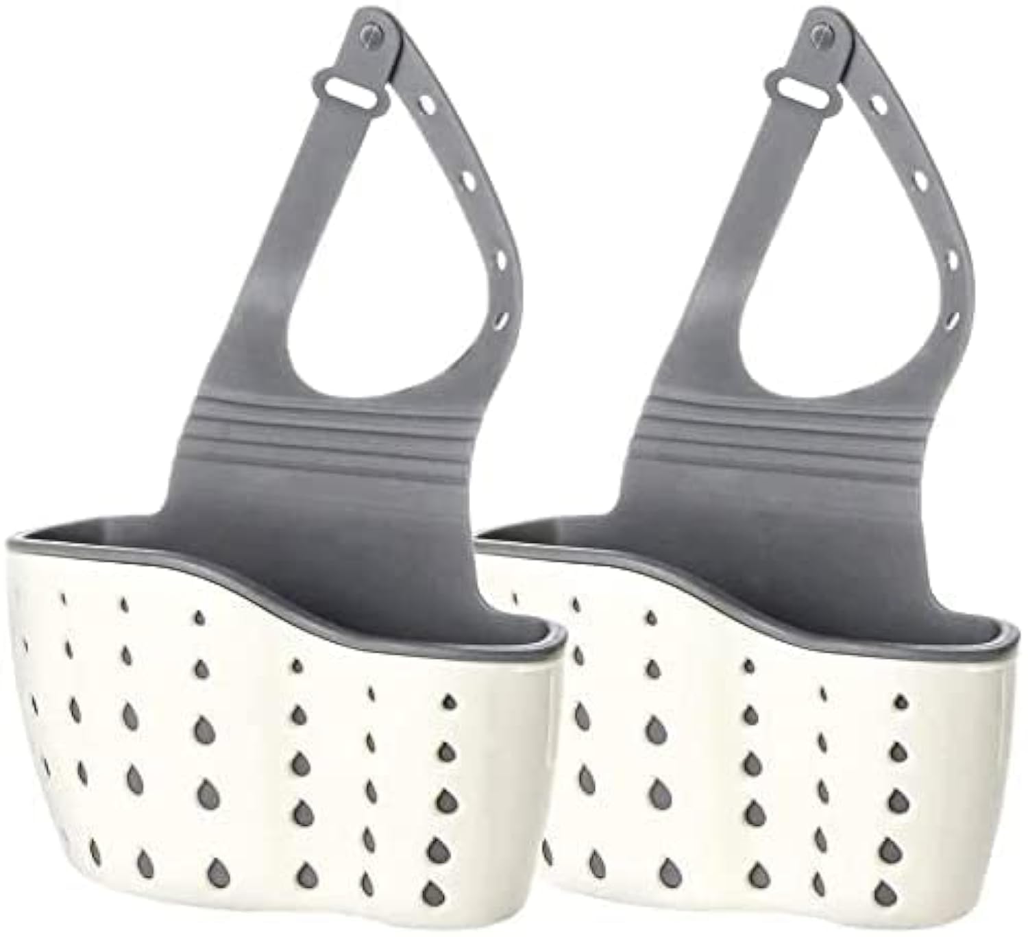 Kitchen Sink Caddy Sponge Holder Silicone Plastic Soap Holder Hanging Ajustable Strap Faucet Caddy with Drain Holes for Drying