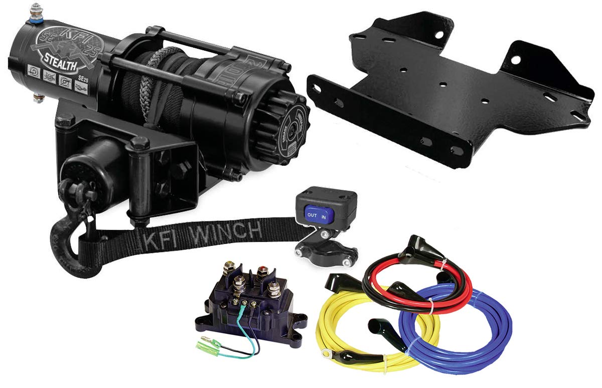 KFI Combo Kit - SE25 2500 lb Stealth Winch & 100535 Winch Mount Compatible/Replacement for 2005-2021 Kawasaki Brute Force 750 4x4, 4x4i, 4x4i EPS