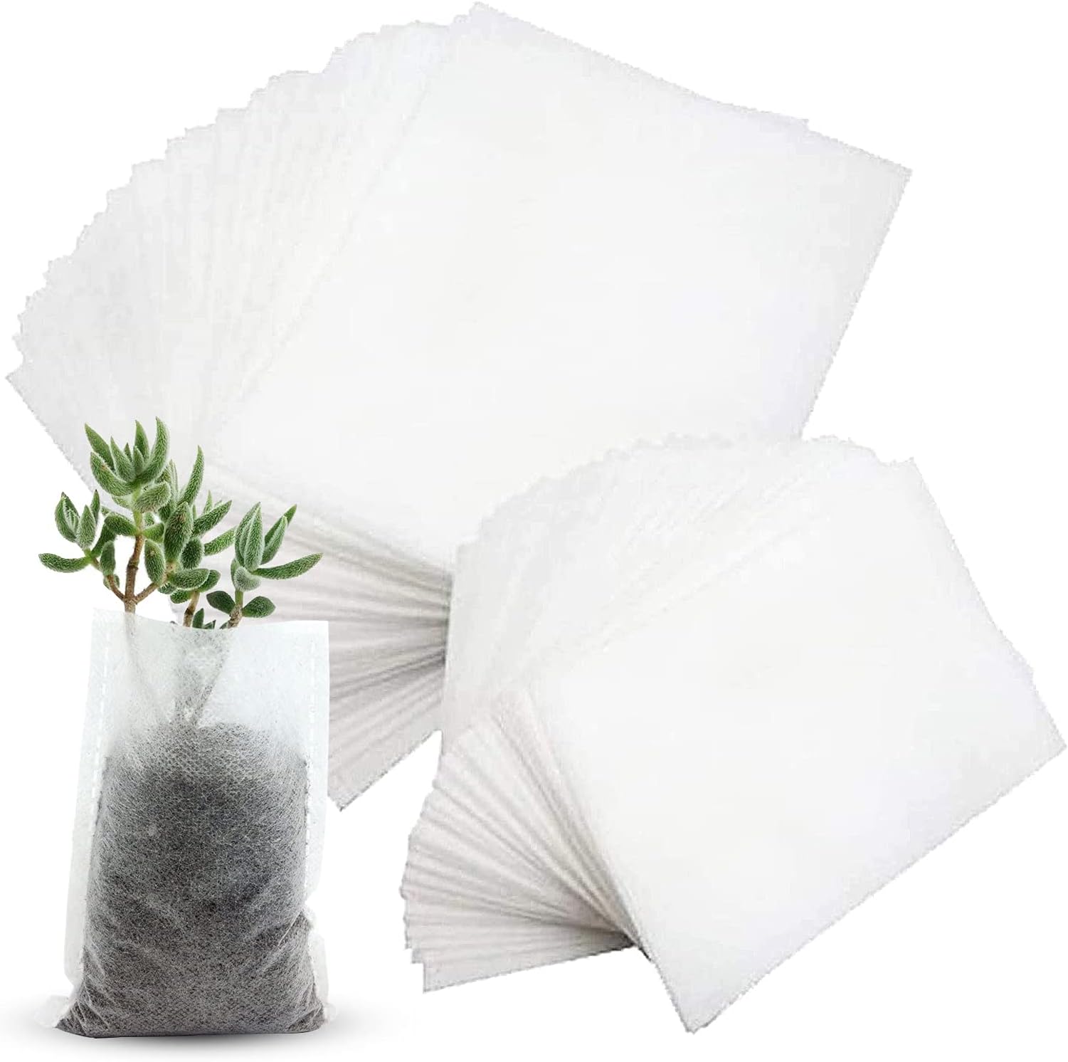 ELLASSAY JPSOR 200Pcs Biodegradable Non-Woven Nursery Bags Plant Grow Bags Fabric Seedling Pots