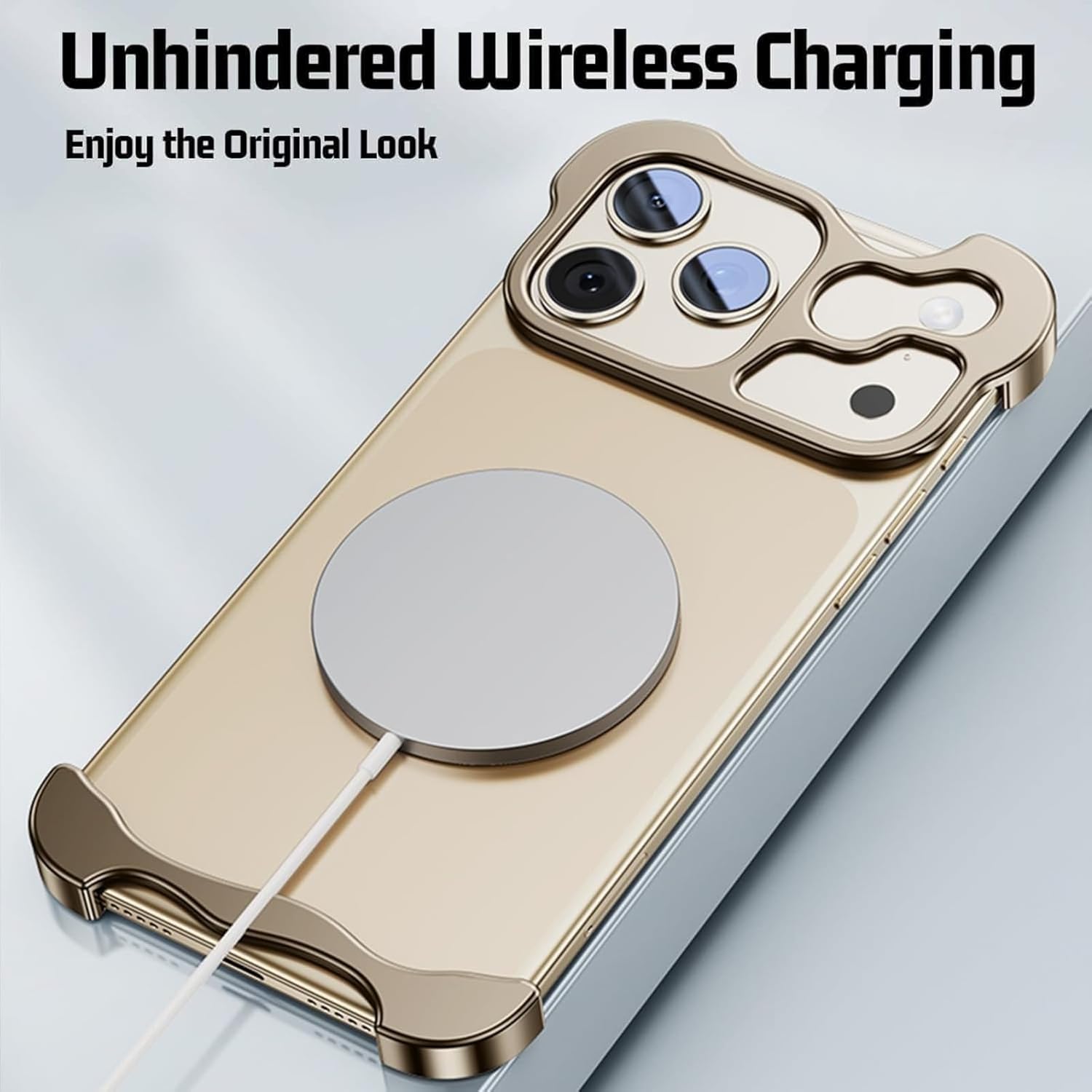 Case for iPhone 17 Air, Ultra Thin Open Frame Aluminum Alloy Bumper Bare Metal Feel Cooling Raised Camera Guard Lightweight Comfortable Grip, Titanium