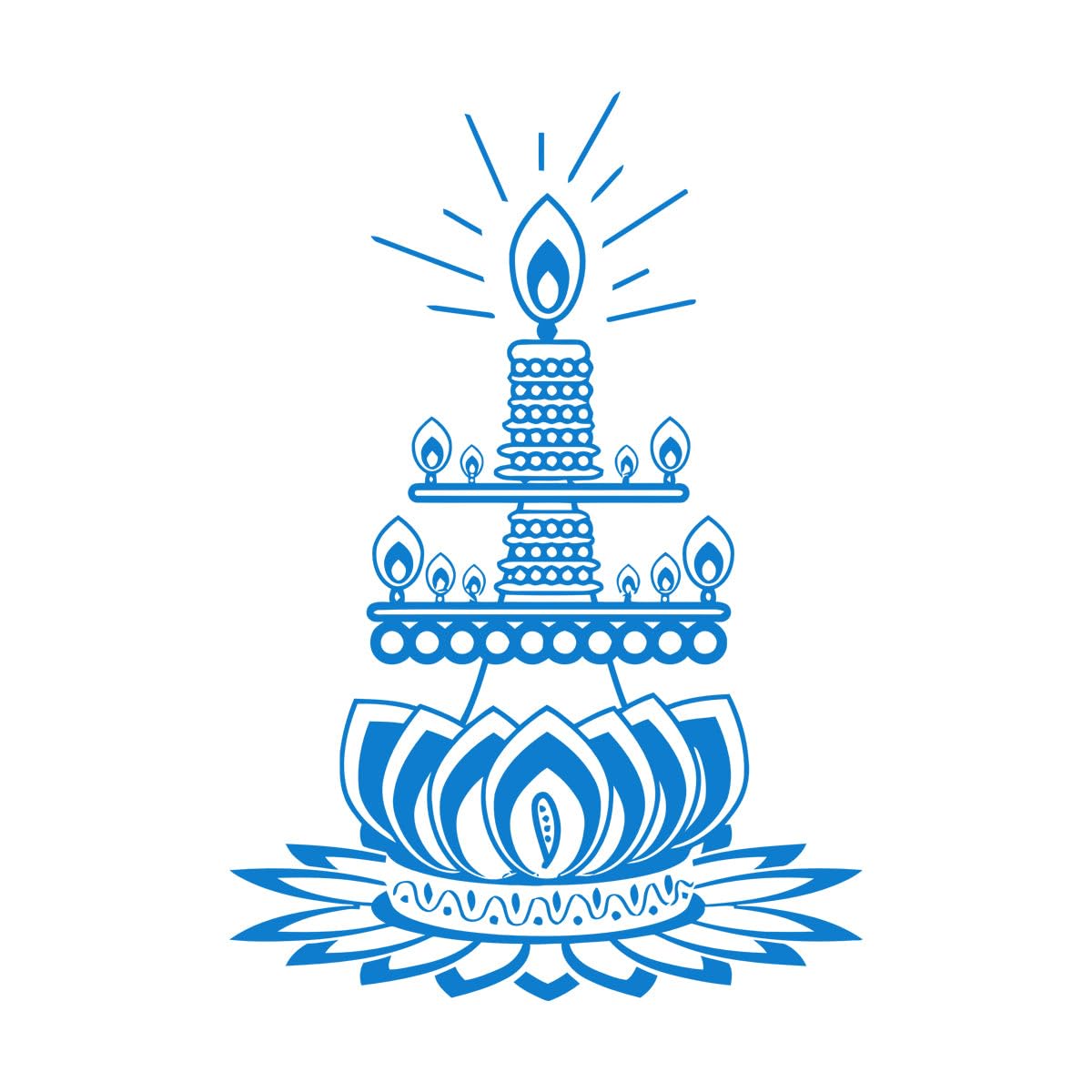 Lotus Flower Candle Buddhist Meditation Wall Decals 81x117.8cm Equipped with Transfer Film kit Extra Large Blue
