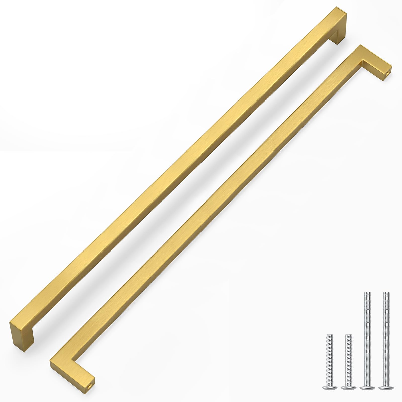 LONTAN 1 Pack Gold Drawer Handles 458mm Square Gold Cupboard Handles Wardobe Bathroom Stainless Steel Kitchen Cupboard Pulls Drawer Pulls — image 1