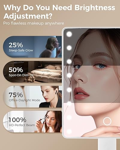 Miniatura 3 de Espejo de maquillaje iluminado de Navidad con luces, espejo de tocador con luces, 16 LED, espejo de escritorio regulable con luz, regalos de regalo